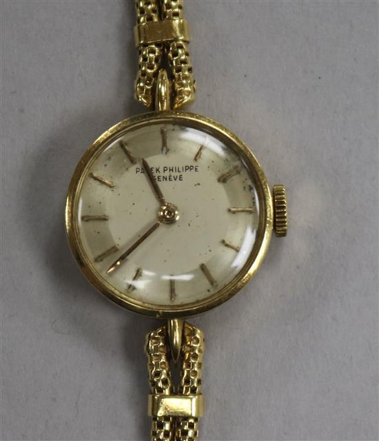 A ladys 18ct gold Patek Philippe manual wind wrist watch,